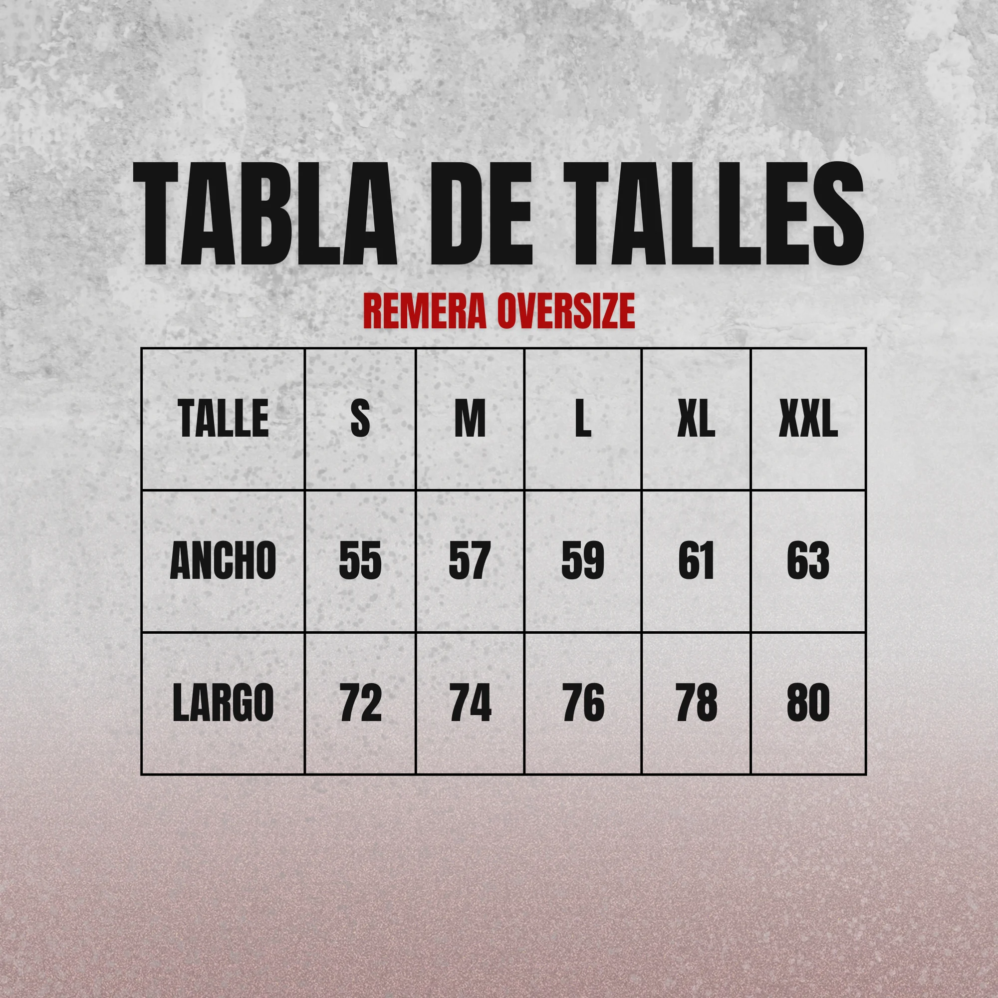 Tabla de talles — fit oversize